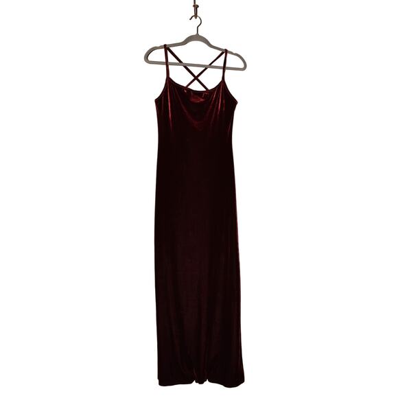 SASCH NEW $200 Cross Strap Velvet Maxi Tank Dress in Burgundy IT 46 / US 10 - Picture 1 of 5